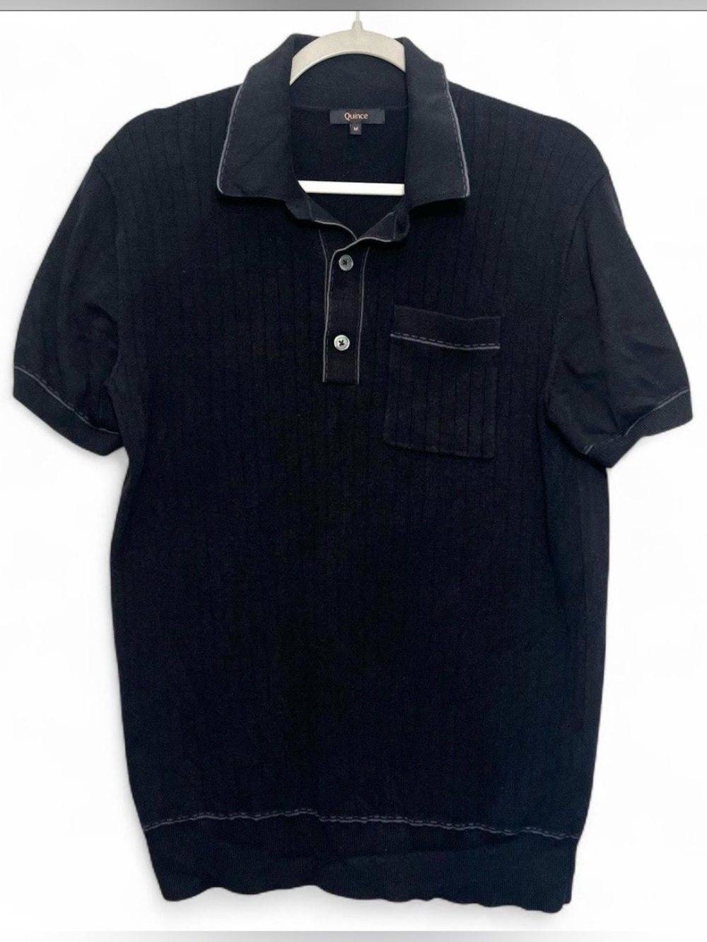 Quince Mens Organic Cotton Silk Polo Sweater Size M Minimalist Preppy Casual